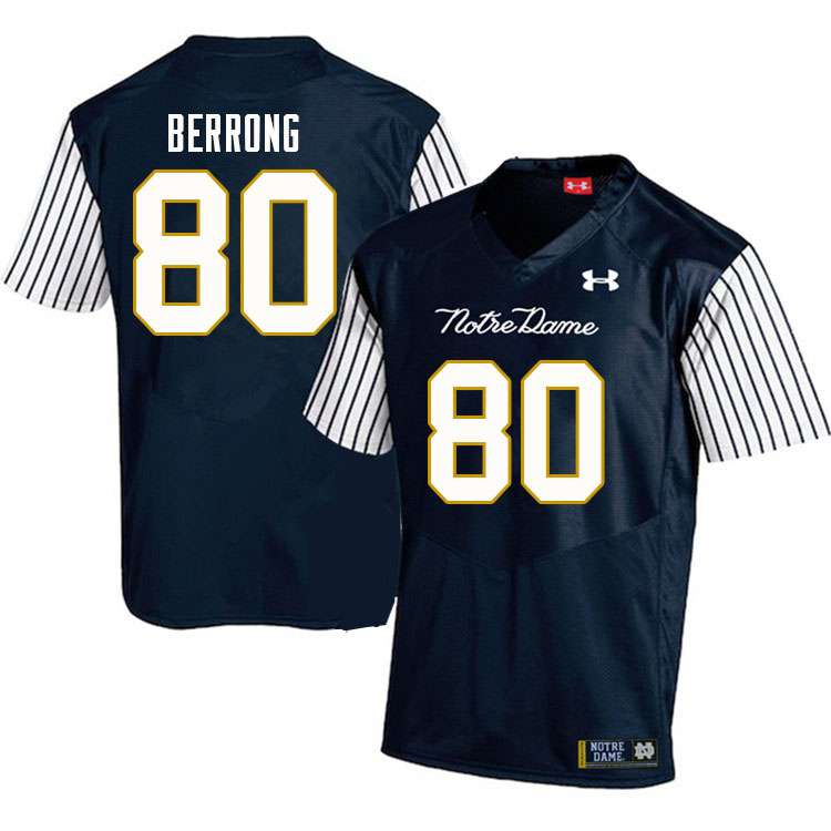 Men's NCAA Notre Dame Fighting Irish #80 Cane Berrong Stitched College Under Armour Authentic Navy Alternate Football Jersey UE10G44GT